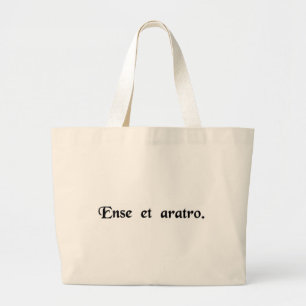 With sword and plough. large tote bag