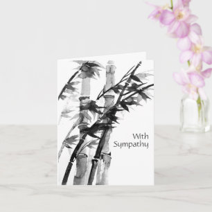 With Sympathy, Bamboo Watercolor Painting Card