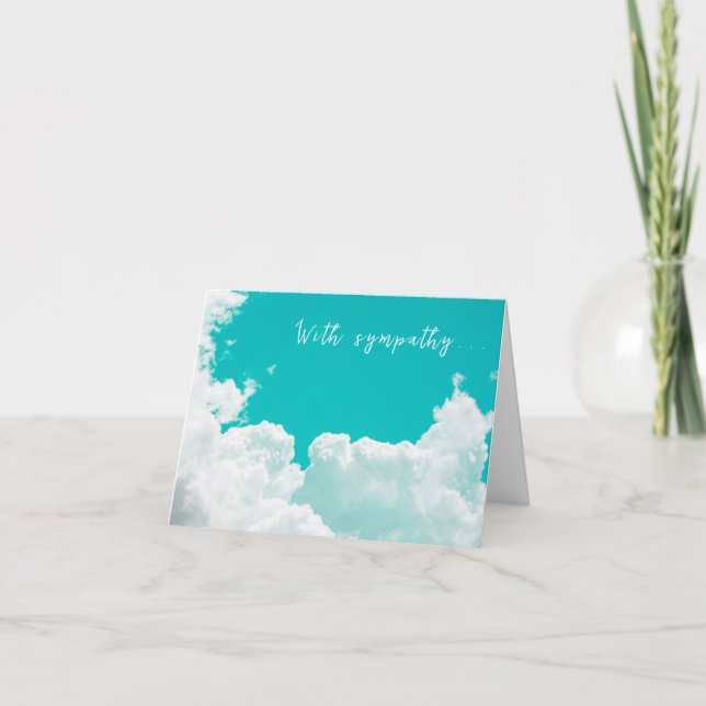 With Sympathy Blue Turquoise Sky Clouds Thank You Card (Front)