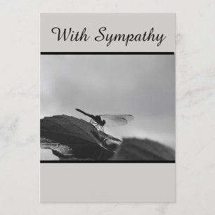 With Sympathy Card showing dragonfly in grey scale