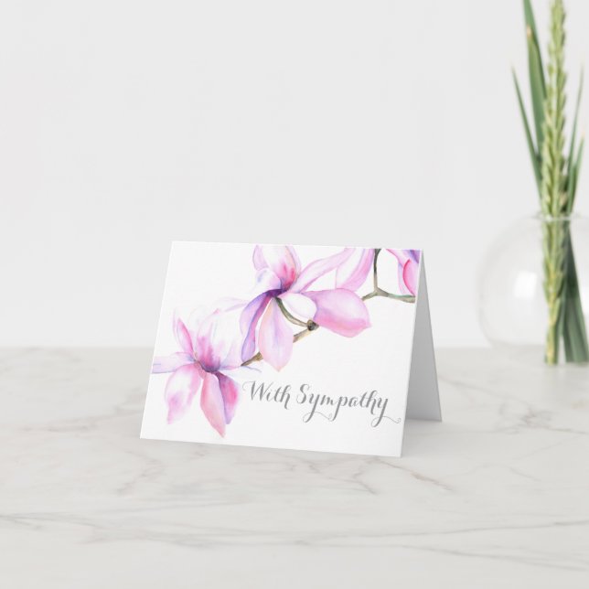 With Sympathy card (water colour Magnolia flowers) (Front)