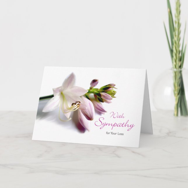 With Sympathy Hosta Plant Blooms in Garden Card (Front)