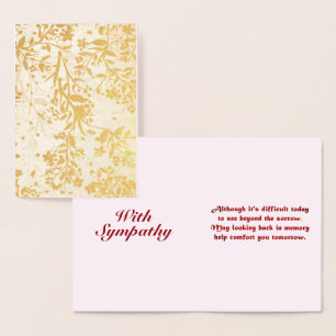 With Sympathy Japanese Cherry Blossoms in Gold Foil Card