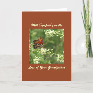 With Sympathy, Loss of Grandfather, Butterfly Card
