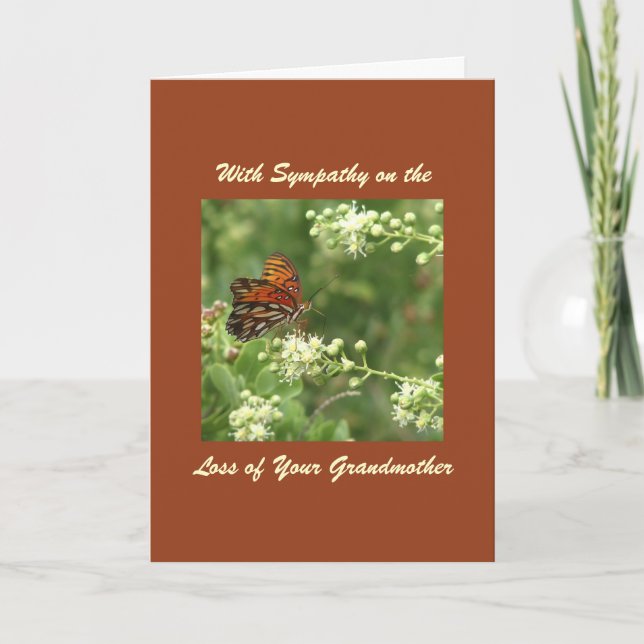 With Sympathy, Loss of Grandmother, Butterfly Card (Front)