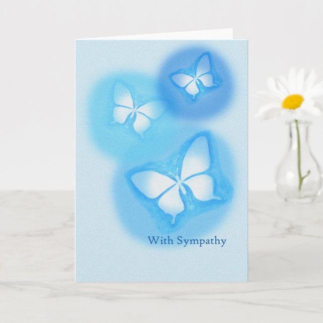 With Sympathy White butterflies Thinking of you Card (Small Plant)