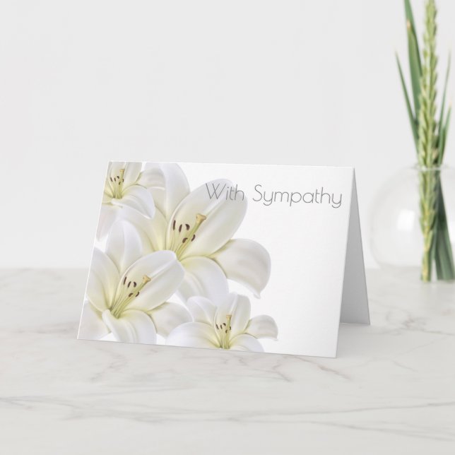 With Sympathy - White Lilies Holiday Card (Front)
