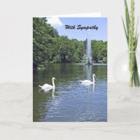 With Sympathy, White Swans and Fountain Greeting