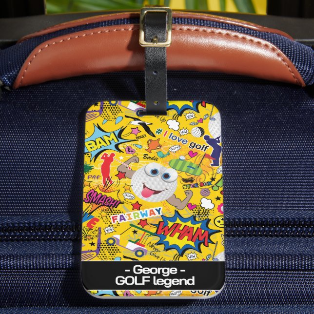 😍⛳🏌️💛With text awesome golf mix yellow Luggage Tag (Front Insitu 2)