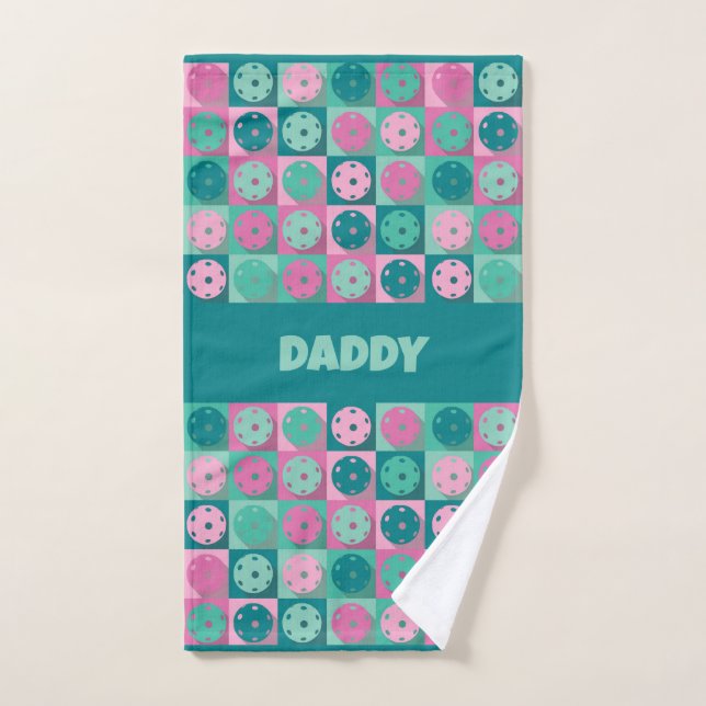 With text Awesome pickleball pink💗 and minty 💚 Hand Towel (Hand Towel)
