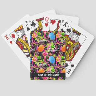 With text / Bold Pickleball Paddles & Florals Playing Cards