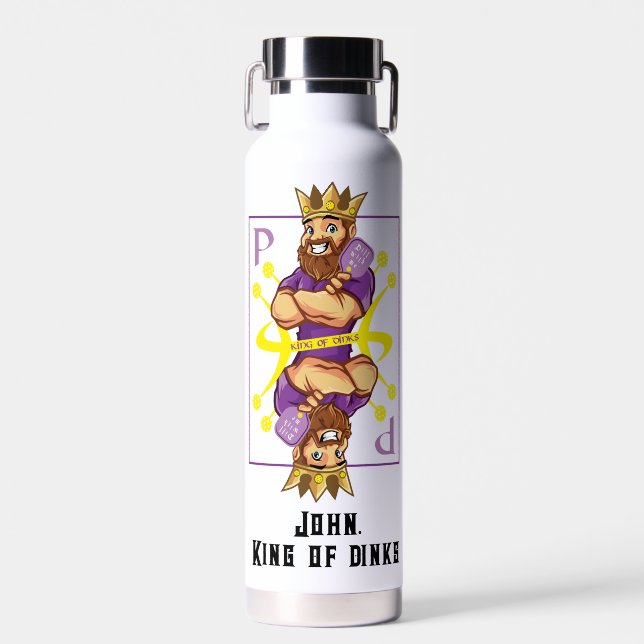 With text 👑King of dinks - pickleball   Water Bottle (Front)