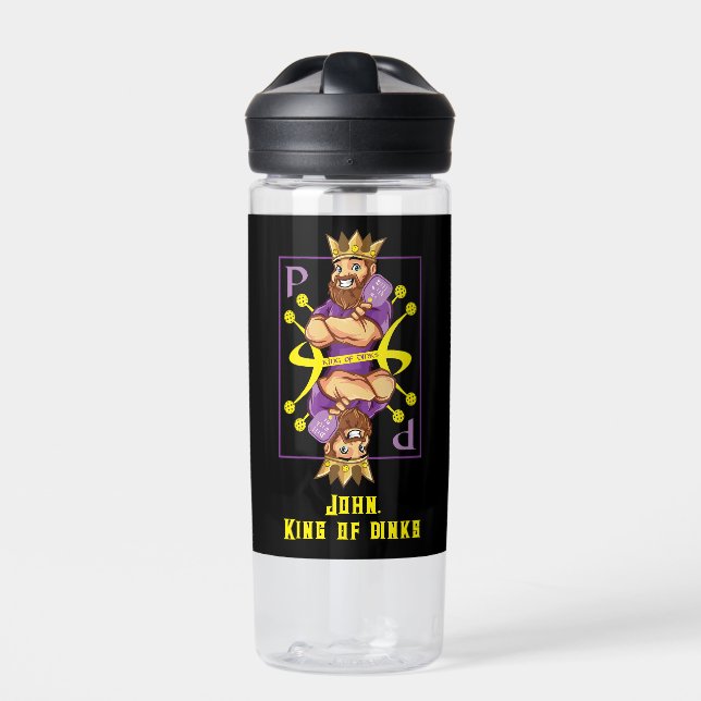 With text 👑King of dinks - pickleball  Water Bottle (Front)