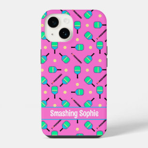 With text pastel I love Pickleball pink iPhone 14 Case