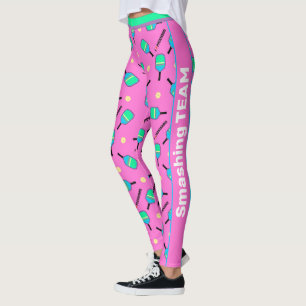 With text pastel I love Pickleball pink  Leggings