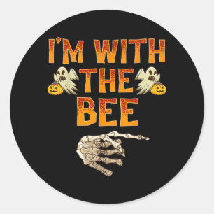 With The Bee Shirt Costume Funny Halloween Couple Classic Round Sticker