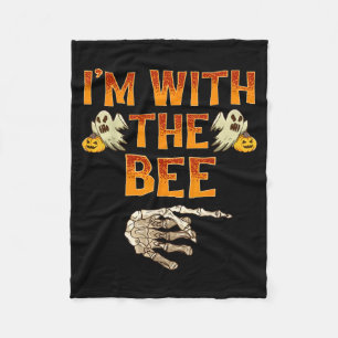 With The Bee Shirt Costume Funny Halloween Couple Fleece Blanket