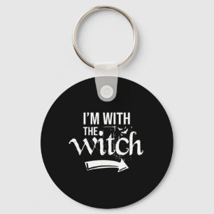 With The Witch Shirt Funny Halloween Couple Key Ring