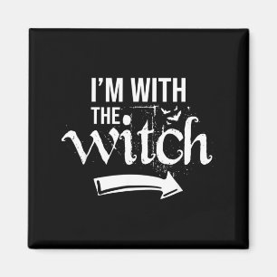 With The Witch Shirt Funny Halloween Couple Magnet