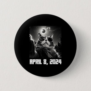 With Total Solar Eclipse Cat Selfie 6 Cm Round Badge