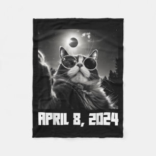 With Total Solar Eclipse Cat Selfie Fleece Blanket