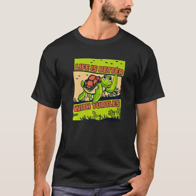 With Turtles Tortoise Painted  Turtle T-Shirt (Front)