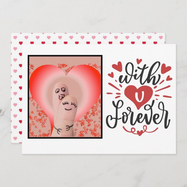 "With U Forever"  Finger Couple Valentines Card (Front/Back)