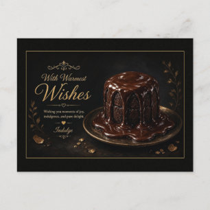 With Warmest Wishes Gilded Chocolate Cake Postcard