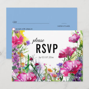 😍 With wedding menu Meadow Blooms RSVP card