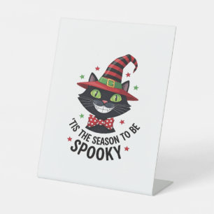 With Witch Hat And Tie Pedestal Sign