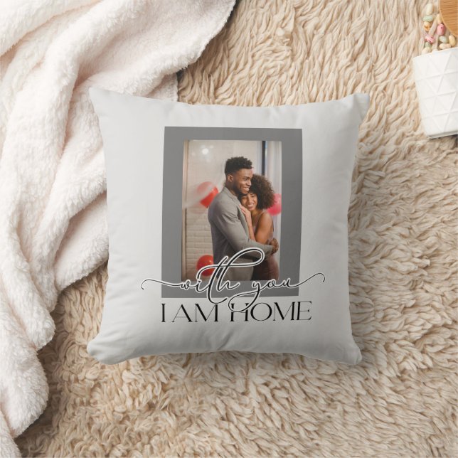With You I am Home Family Photo Template  Cushion (Blanket)