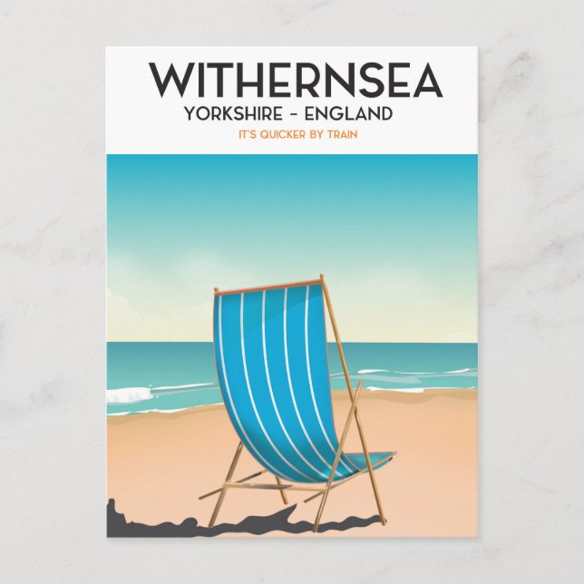 Withernsea, yorkshire,beach poster, travel print postcard (Front)