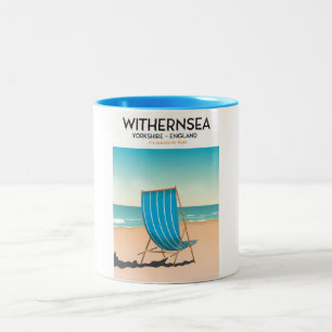 Withernsea, yorkshire,beach poster, travel print Two-Tone coffee mug