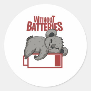 Without Batteries Classic Round Sticker