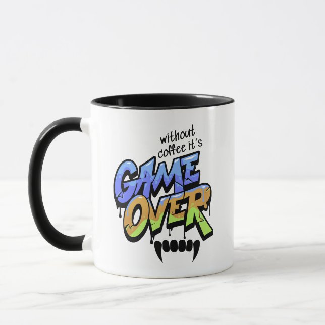 Without Coffee It’s Game Over – Graffiti Style Mug (Left)