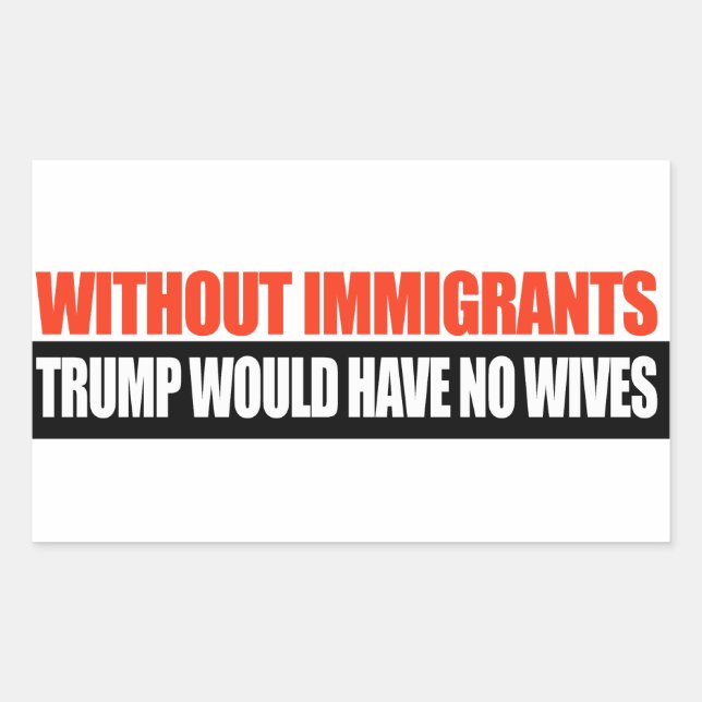 Without Immigrants Trump would have no wives -.png Rectangular Sticker (Front)