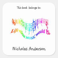 Without Music Life would B Flat Fun Bookplate art