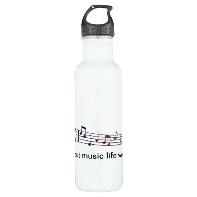 Without music, life would Bb 710 Ml Water Bottle (Front)