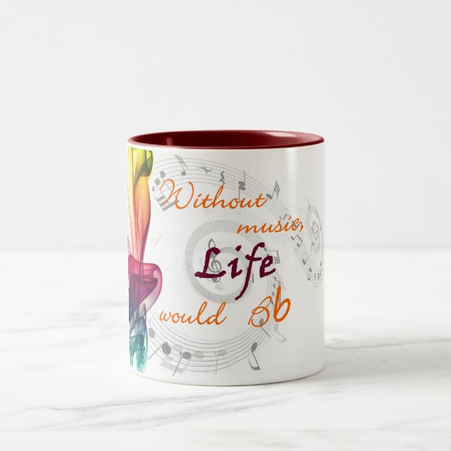 Without Music, Life Would Bb Two-Tone Coffee Mug (Center)
