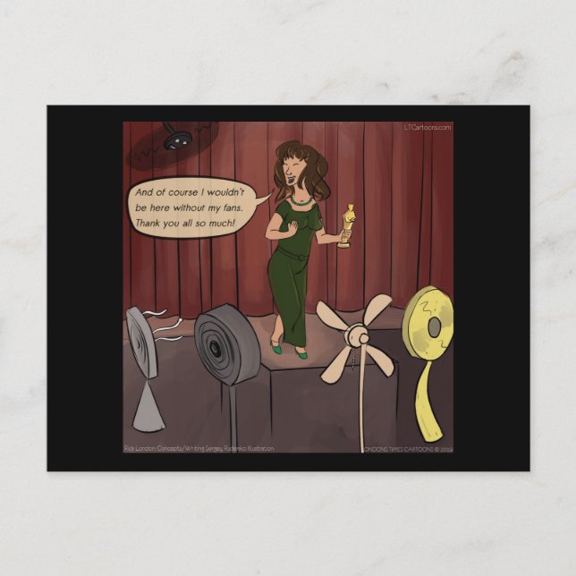 Without My Fans Punny Comic Postcard (Front)
