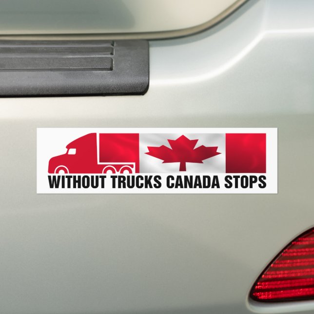 Without Trucks Canada Stops Truck & Canadian Flag Bumper Sticker (On Car)