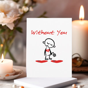 Without You Broken-Hearted Valentine Colour Postcard