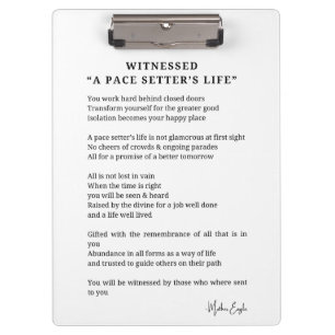 Witnessed pace setter life encouragement poem poet clipboard