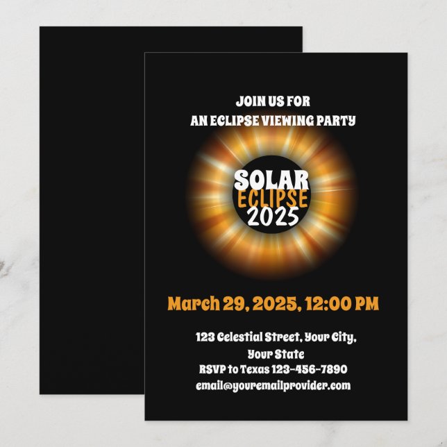 Witnessing the Partial Solar Eclipse 3/29/2025 Invitation (Front/Back)