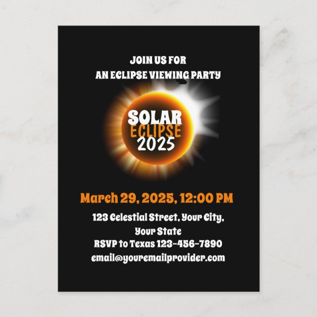 Witnessing the Partial Solar Eclipse 3/29/2025 USA Invitation Postcard (Front)