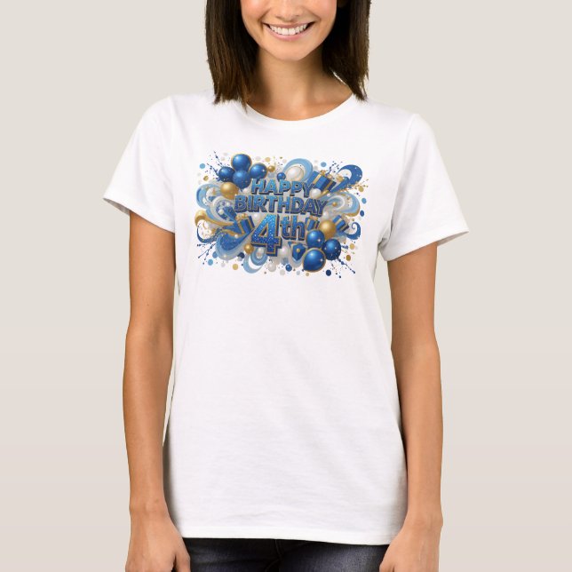 Witty Blue HAPPY BIRTHDAY 4TH Tee (Front)