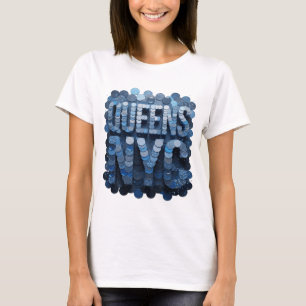Witty Blue QUEENS NYC Bold Design T-Shirt