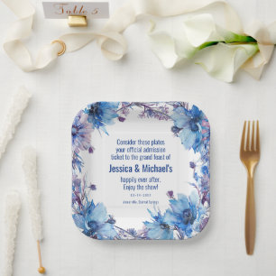 💍 Witty 💍 Cornflowers and Lavender Elegance Paper Plate