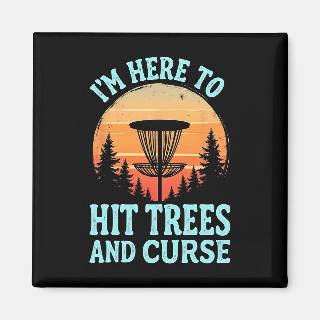 Witty Disc Golf - Funny Tree Hitting Retro Art  Magnet (Front)