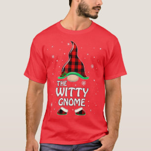 Witty Gnome Buffalo Plaid Matching Family Christma T-Shirt